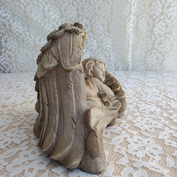 Home Interiors Wings of Protection Angel carved look New 8" x 5" - Picture 5 of 11
